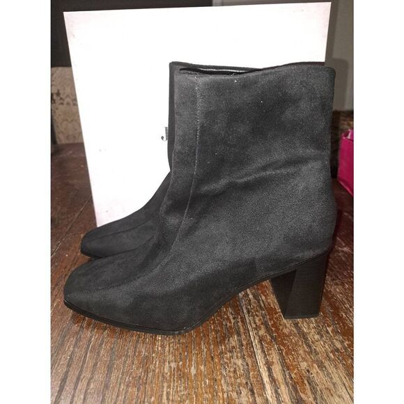 New Size 12 JustFab Black Gabrielle Bootie Ankle  Boots Chunky Heel Dress Shoes - Picture 1 of 9